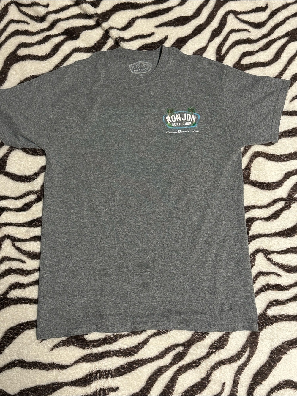Ron Jon Gray Short Sleeve Tee with Small Surf Logo